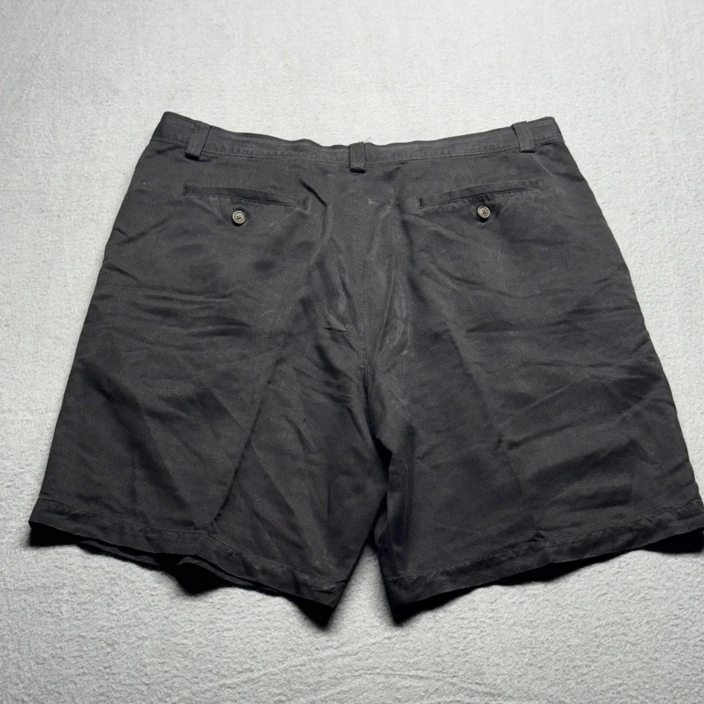 Tommy Bahama Relax Mens 38 Black 100% Silk Chino Shorts Luxury Tropical Casual